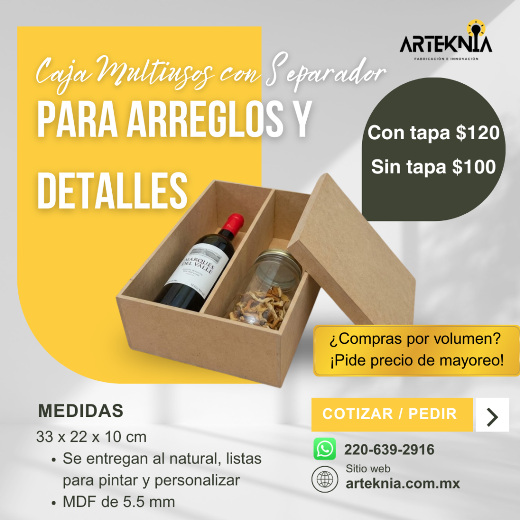 Caja con divisiones para arreglos y detalles